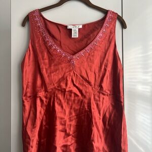 Nine West Silk Top- Burnt Orange Color with embellishments
